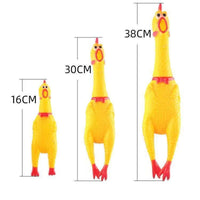 HKM-0380221 Durable Yellow Rubber Squeaky Chicken Toy for Dogs - Fun Chew Toy in Various Sizes