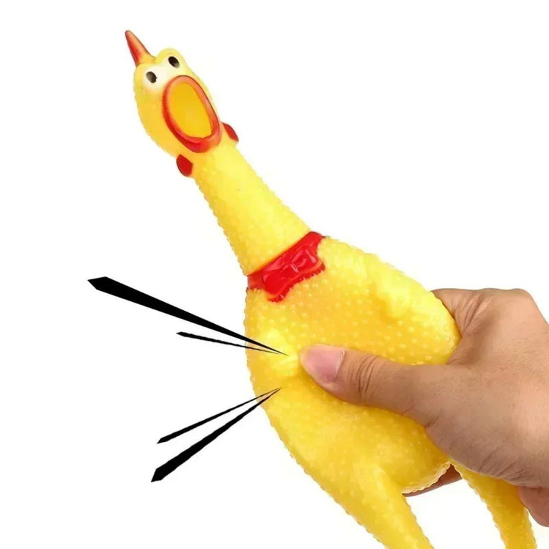 HKM-0380221 Durable Yellow Rubber Squeaky Chicken Toy for Dogs - Fun Chew Toy in Various Sizes