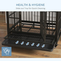 HKM-0380605 Heavy Duty 43" Dog Crate with Lockable Wheels and Dual Access Doors