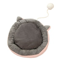 HKM-0380989 Suede Cat Litter Mat with Cat Ear Design - 36cm Diameter, M Size