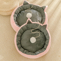 HKM-0380989 Suede Cat Litter Mat with Cat Ear Design - 36cm Diameter, M Size