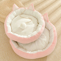 HKM-0380989 Suede Cat Litter Mat with Cat Ear Design - 36cm Diameter, M Size