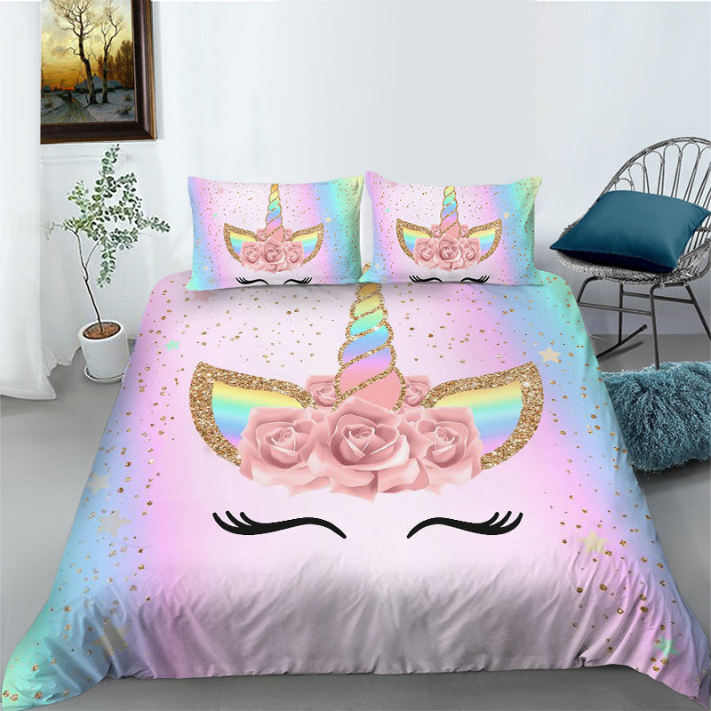 HKM-038163 3D Digital Printed Polyester Bedding Set with Duvet Cover and Pillowcases - Twin to Cal King Sizes