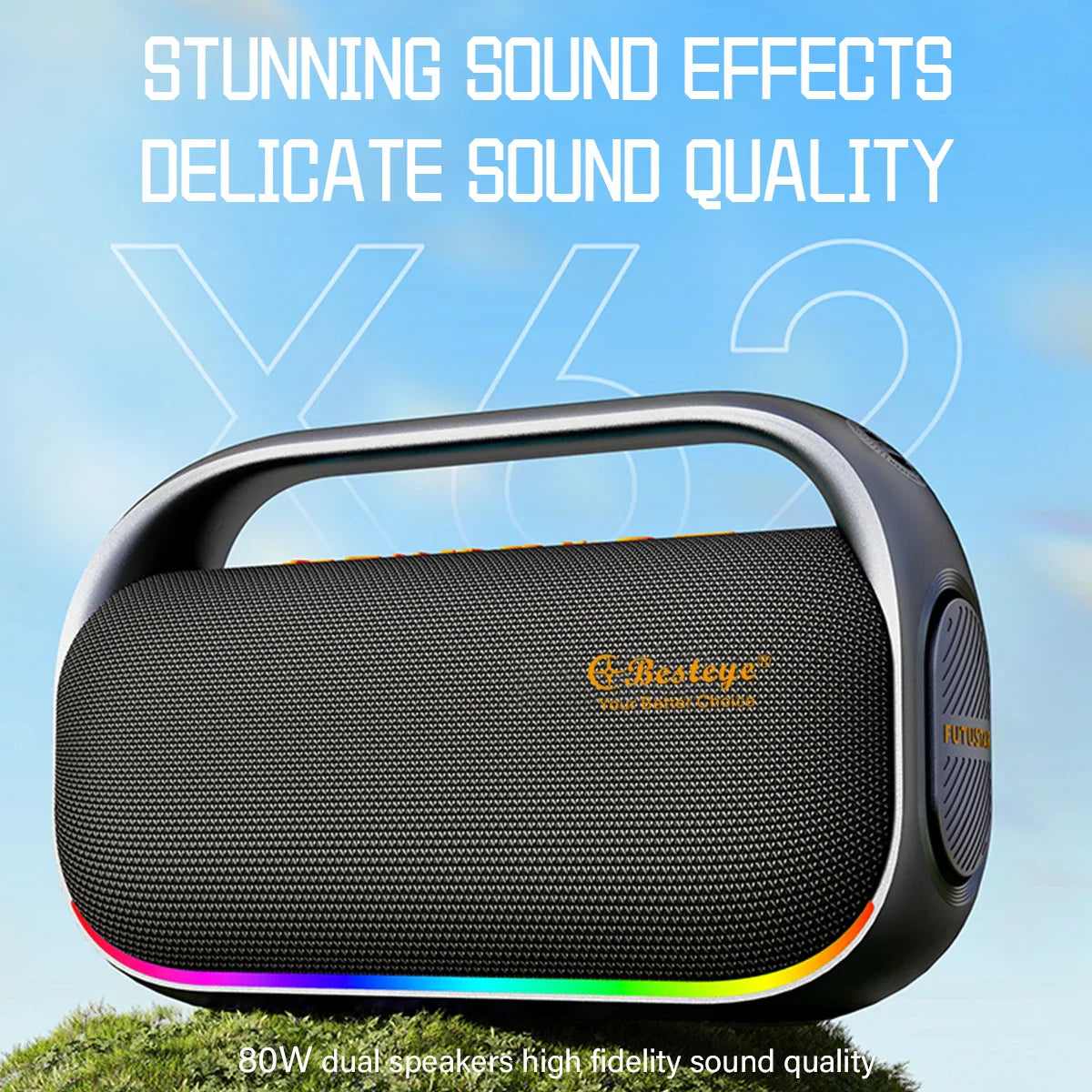HKM-038163 Portable 80W Wireless Speaker with TWS Function and TF Card Support for Outdoor Use