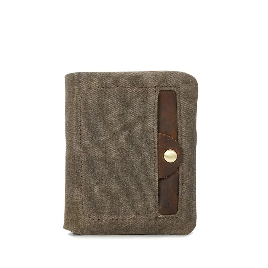HKM-038227 Handmade Waterproof Canvas Wallet for Men - Retro Clutch Purse