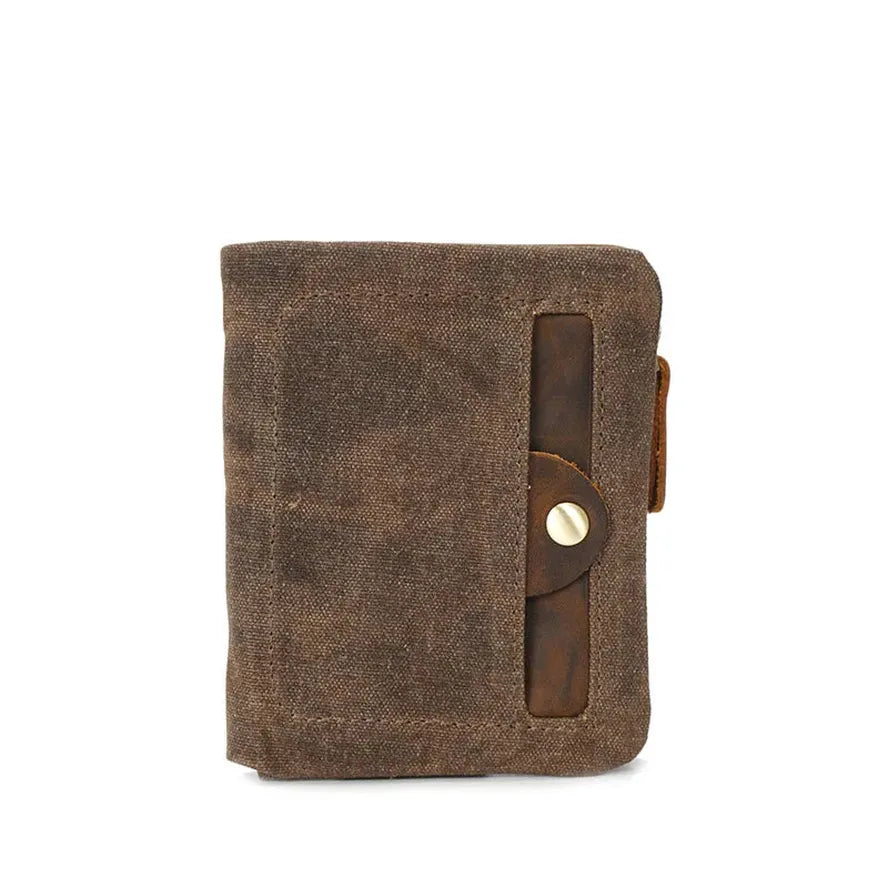 HKM-038227 Handmade Waterproof Canvas Wallet for Men - Retro Clutch Purse