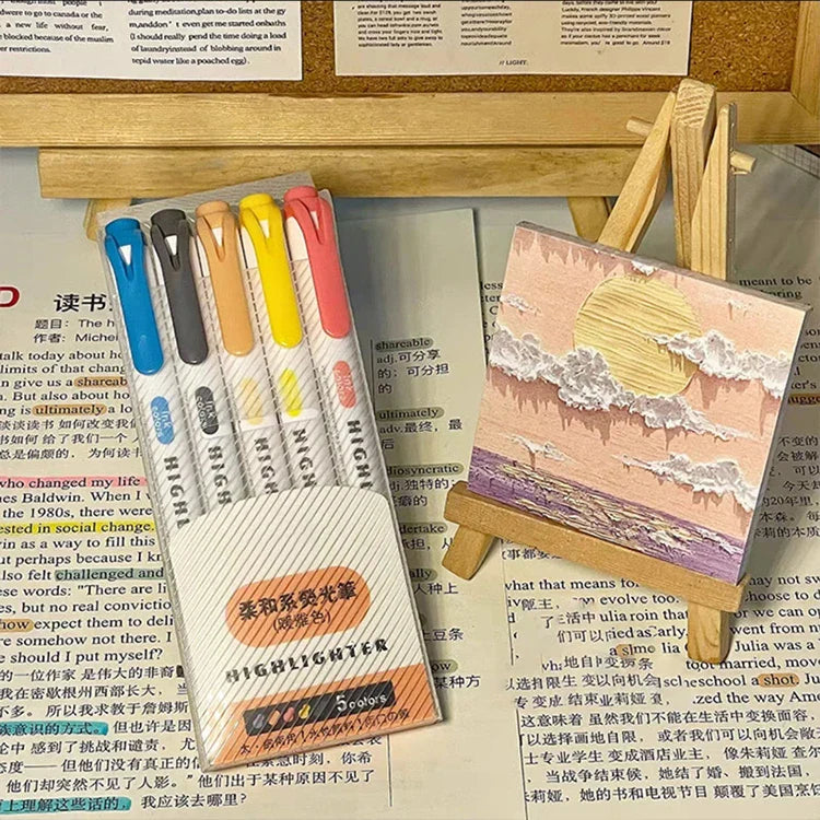 HKM-038291 Pastel Highlighter Set with Oblique Brush Tips - 15 Colour School Stationery