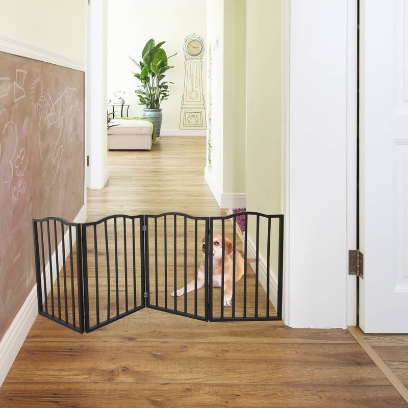 HKM-0384317 Folding Wooden Pet Gate for Doorways and Stairs - Stylish and Easy to Store