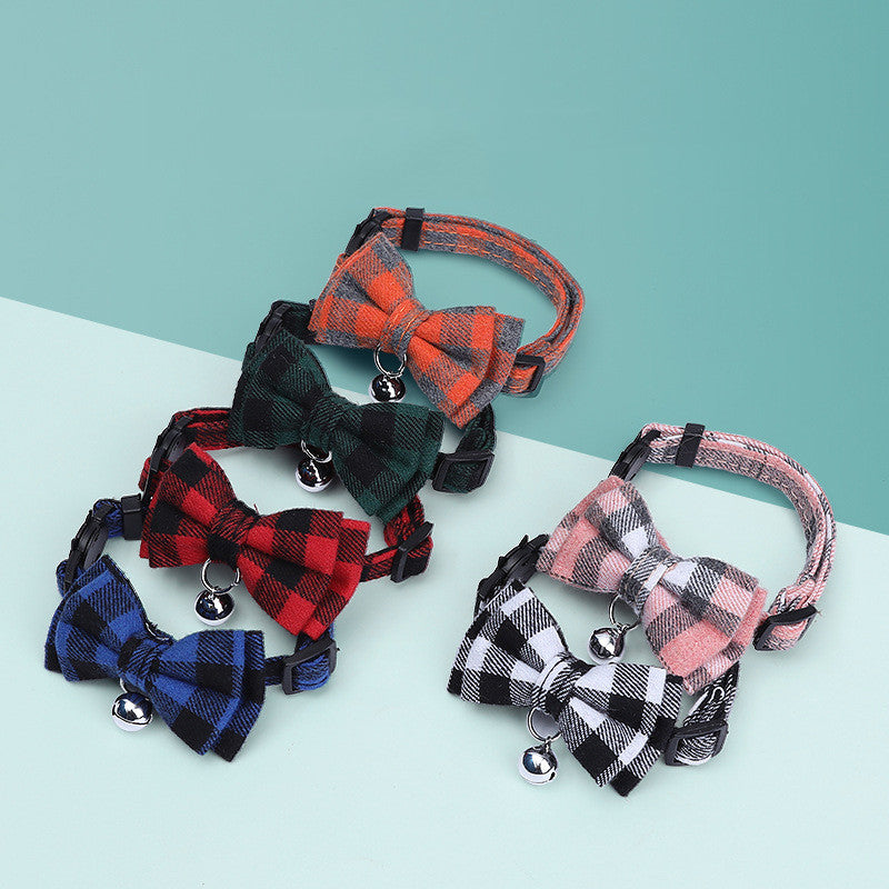 HKM-0384701 Charming Bow Knot Pet Collar with Bell for Cats and Small Dogs - Stylish and Soft Velvet Design