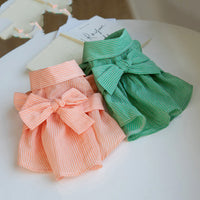 HKM-0385085 Stylish Dog Pet Bowknot Dress for Spring and Summer - Green and Orange Choices Available