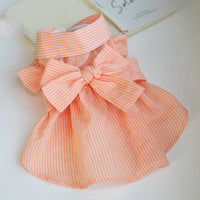HKM-0385085 Stylish Dog Pet Bowknot Dress for Spring and Summer - Green and Orange Choices Available