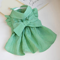 HKM-0385085 Stylish Dog Pet Bowknot Dress for Spring and Summer - Green and Orange Choices Available