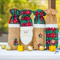 HKM-038611 Christmas Table Decorative Wine Bottle Bag - Creative Design 35cm Cloth Bag with Festive Themes