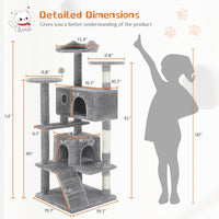 HKM-0386365 Multi-Level Cat Tree with Sisal Posts, Indoor Climbing Structure, Cozy Cat Apartments, and Plush Toys