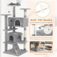 HKM-0386365 Multi-Level Cat Tree with Sisal Posts, Indoor Climbing Structure, Cozy Cat Apartments, and Plush Toys