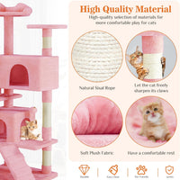 HKM-0386365 Multi-Level Cat Tree with Sisal Posts, Indoor Climbing Structure, Cozy Cat Apartments, and Plush Toys