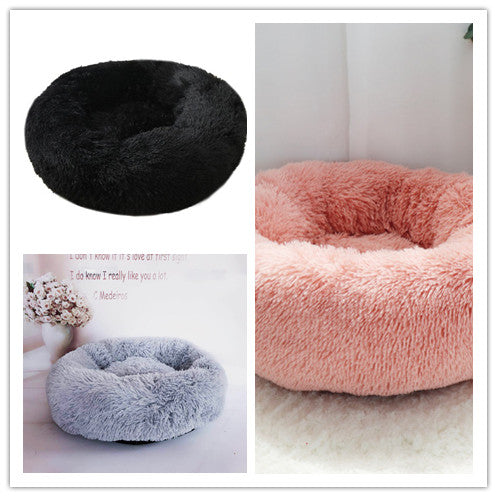 HKM-0386749 Plush Round Pet Bed for Comfort and Support - Soft, Thick, and Cozy Design
