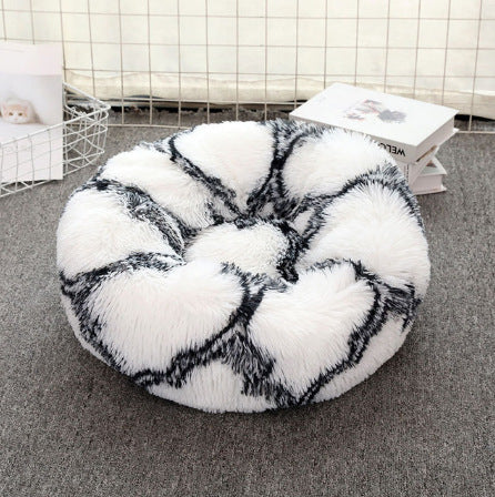 HKM-0386749 Plush Round Pet Bed for Comfort and Support - Soft, Thick, and Cozy Design
