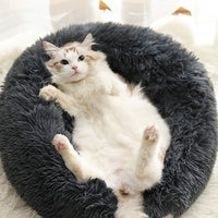 HKM-0386749 Plush Round Pet Bed for Comfort and Support - Soft, Thick, and Cozy Design