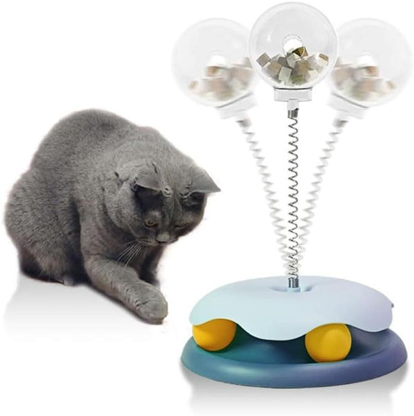 HKM-038675 Interactive Cat Treat Dispenser Toy with Slow Feeder Function and Track Ball Design for Healthy Eating Habits