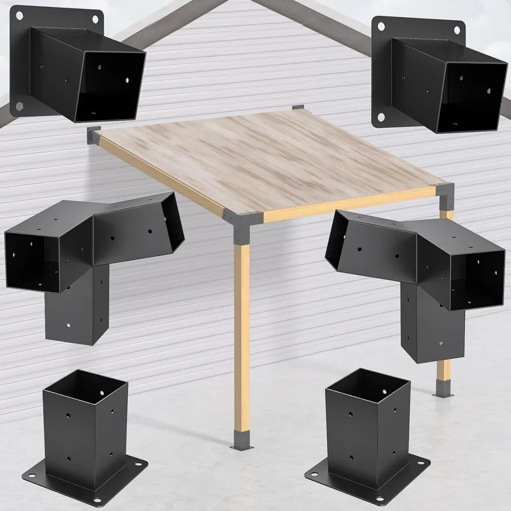 HKM-038675 Metal Pergola Bracket Kit for Garden Structures, Waterproof Connector for Arches and Gazebos