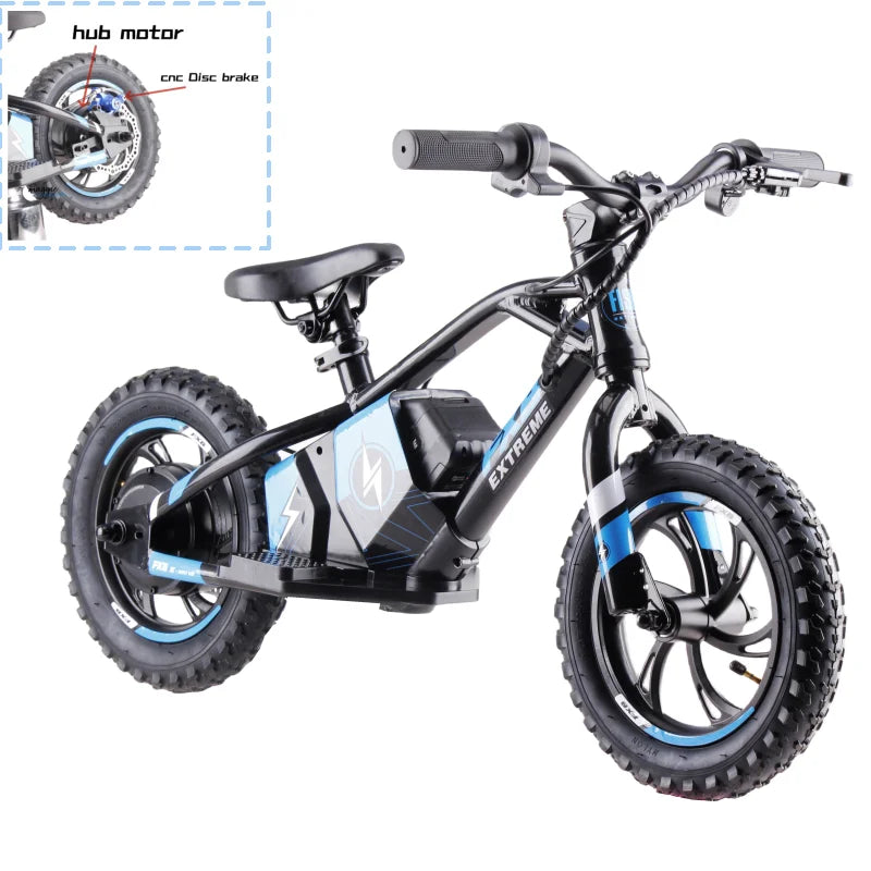 HKM-038739 12-Inch Kids Electric Bike with 250W Hub Motor, 36V Lithium Battery, and Aluminum Alloy Frame