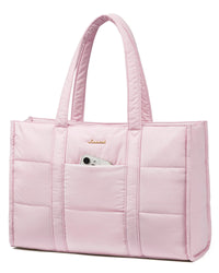 HKM-038867 Quilted Puffer Tote Bag for Work - Lightweight Laptop Briefcase for 15.6 to 17 Inch Computers