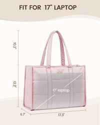 HKM-038867 Quilted Puffer Tote Bag for Work - Lightweight Laptop Briefcase for 15.6 to 17 Inch Computers