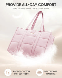 HKM-038867 Quilted Puffer Tote Bag for Work - Lightweight Laptop Briefcase for 15.6 to 17 Inch Computers
