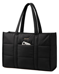 HKM-038867 Quilted Puffer Tote Bag for Work - Lightweight Laptop Briefcase for 15.6 to 17 Inch Computers
