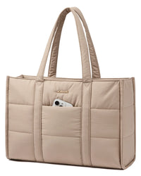 HKM-038867 Quilted Puffer Tote Bag for Work - Lightweight Laptop Briefcase for 15.6 to 17 Inch Computers