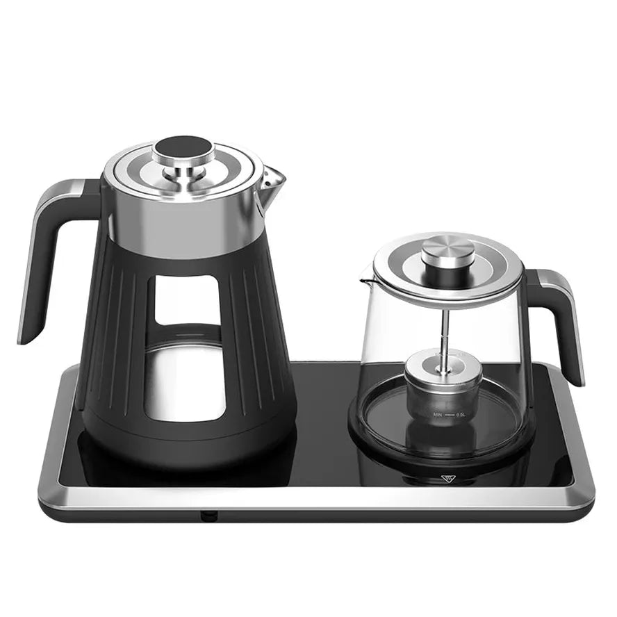 HKM-038931 Electric Glass Teapot with Stainless Steel Kettle and Thermometer - 110V Tea Maker Set