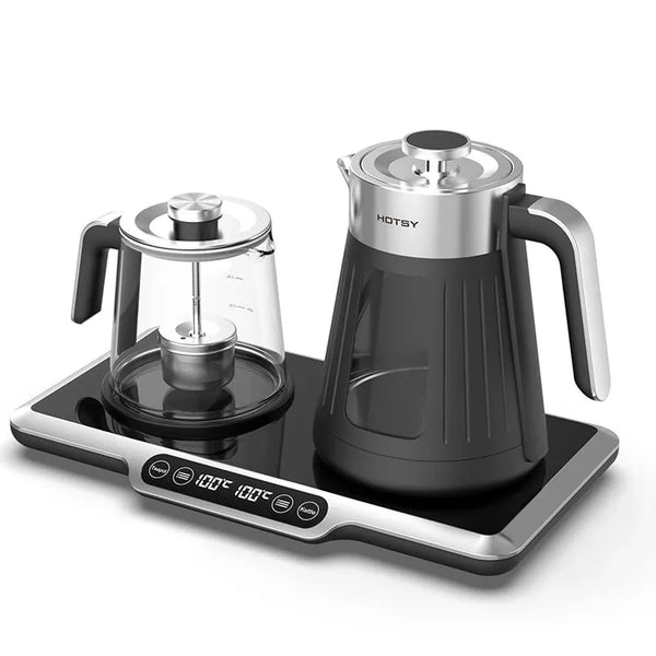 HKM-038931 Electric Glass Teapot with Stainless Steel Kettle and Thermometer - 110V Tea Maker Set