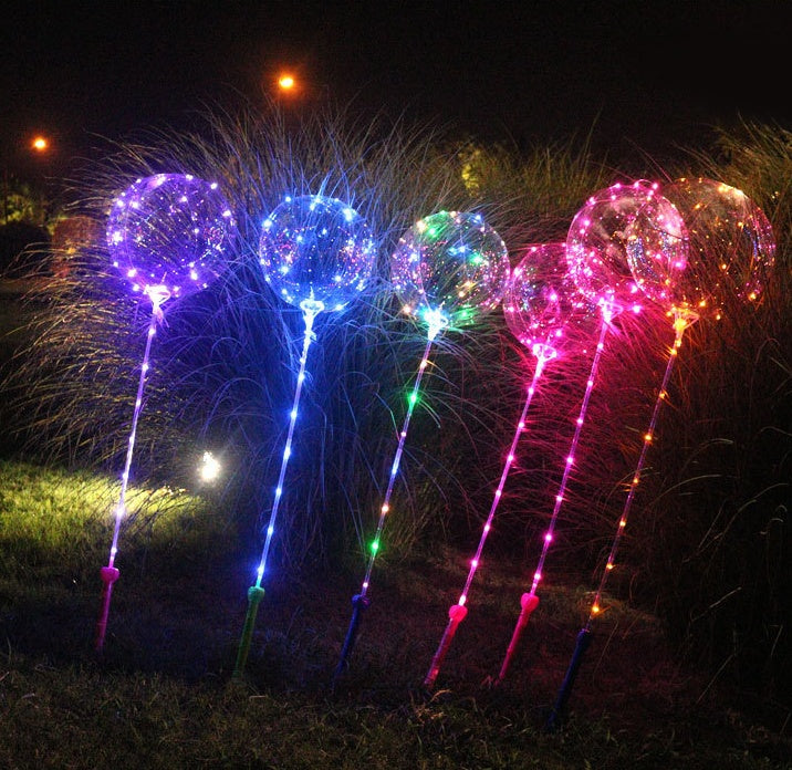 HKM-038931 Glowing Decorative Round Balloon - Transparent PVC with Three-Speed Switch