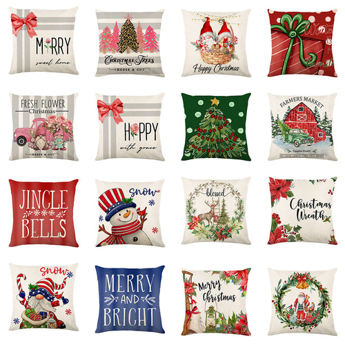 HKM-038995 Christmas Snowflake Decorative Pillow Covers - Soft Square Throw Cushion Cases for Home and Sofa Decor