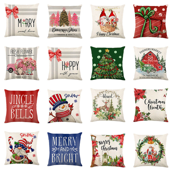 HKM-038995 Christmas Snowflake Decorative Pillow Covers - Soft Square Throw Cushion Cases for Home and Sofa Decor