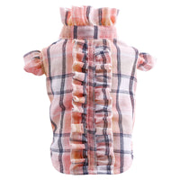 HKM-0390845 Summer Casual Pet Shirt for Cats - Checkered with Wood Ear Design in Multiple Colors