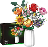 HKM-039123 Flower Bouquet Building Blocks Set - 40-Piece DIY Toy for Ages 2 and Up - Includes Rose Design