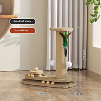 HKM-0391741 Durable Solid Wood Cat Turntable Scratching Post with Various Styles and Heights