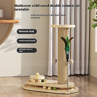 HKM-0391741 Durable Solid Wood Cat Turntable Scratching Post with Various Styles and Heights