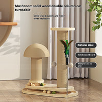 HKM-0391741 Durable Solid Wood Cat Turntable Scratching Post with Various Styles and Heights