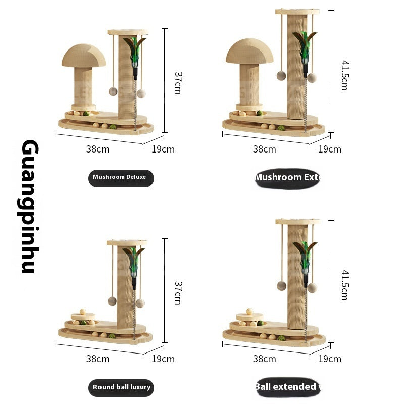 HKM-0391741 Durable Solid Wood Cat Turntable Scratching Post with Various Styles and Heights