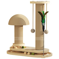 HKM-0391741 Durable Solid Wood Cat Turntable Scratching Post with Various Styles and Heights