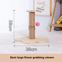 HKM-0391741 Durable Solid Wood Cat Turntable Scratching Post with Various Styles and Heights