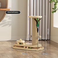 HKM-0391741 Durable Solid Wood Cat Turntable Scratching Post with Various Styles and Heights