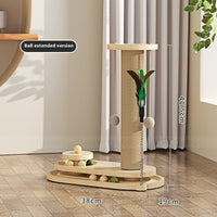 HKM-0391741 Durable Solid Wood Cat Turntable Scratching Post with Various Styles and Heights
