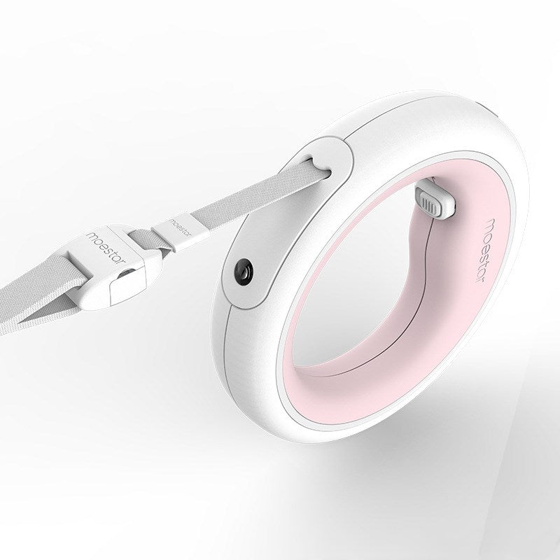 HKM-0392253 Retractable Pet Leash with Adjustable Length in Cherry Pink and Neutral Gray
