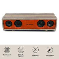 HKM-039315 Bluetooth HI-FI Retro Speaker with Wooden Case and Stand, 2X15W RMS Output