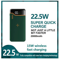 HKM-039379 20000mAh Power Bank with 22.5W Fast Charging and 15W Wireless Charging - Multi-Port Output