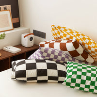 HKM-039379 Cotton Plaid Pillowcase - Skin-Friendly 48x74cm Single Size